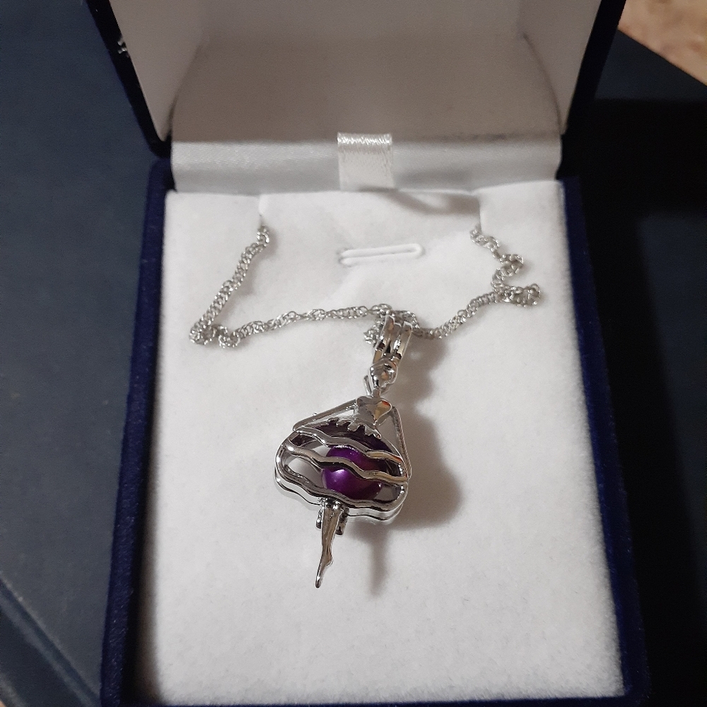 Silver and purple necklace